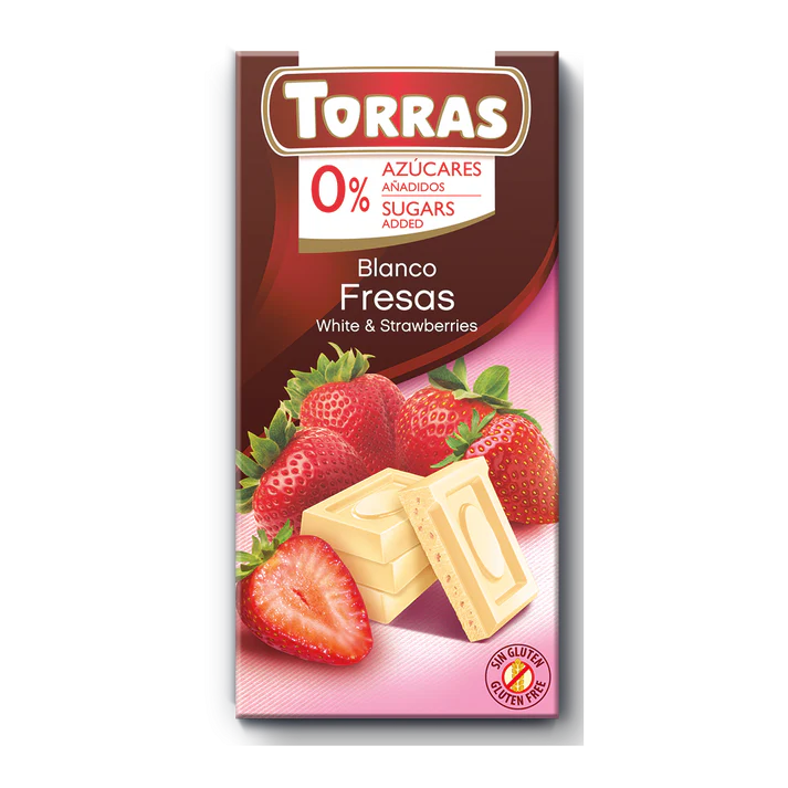 Torras White Chocolate with strawberries 75g