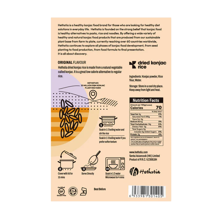 Dried Konjac Rice - Low Carb 80g